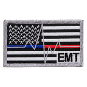 USA Flag EMT Silver Blue Red Patch - Flag EMT OSFM