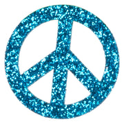 Small Blue Glitter Peace Sign Iron On Patch - Royal OSFM