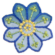 Small Blue Chiffon Daisy Floral Iron On Patch - Blue OSFM