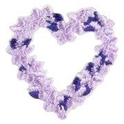 Purple Heart Floral Embroidered Iron On Patch - Purple OSFM