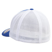Don't Bite Me Sign Embroidered Mesh Cotton Twill Trucker 2 Tone Cap - Royal-White OSFM