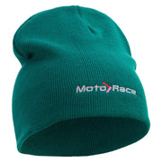 Moto Race Embroidered 8 Inch Short Beanie - Dk-Green OSFM