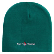 Moto Race Embroidered 8 Inch Short Beanie - Dk-Green OSFM