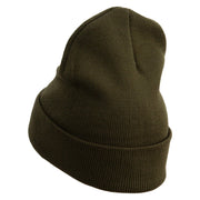 Hot Pizza Embroidered 12 Inch Long Knitted Beanie - Olive OSFM