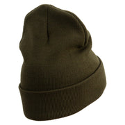 Hot Pizza Embroidered 12 Inch Long Knitted Beanie - Olive OSFM