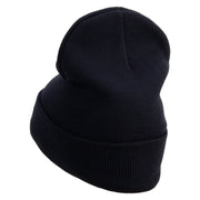 Wine and Cheese Embroidered 12 Inch Long Knitted Beanie - Navy OSFM