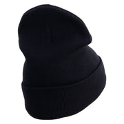 Wine and Cheese Embroidered 12 Inch Long Knitted Beanie - Navy OSFM