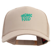 Organic Food Embroidered Solid Cotton Twill 5 panel Mesh Back Cap - Khaki OSFM