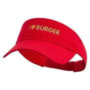 I Love Burger Embroidered Cotton Twill Sun Visor - Red OSFM