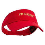 I Love Burger Embroidered Cotton Twill Sun Visor - Red OSFM