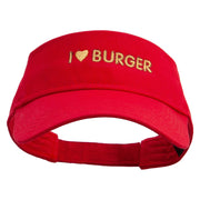 I Love Burger Embroidered Cotton Twill Sun Visor - Red OSFM