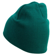 Sweet Embroidered 8 Inch Knitted Short Beanie - Dk-Green OSFM