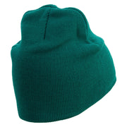 Sweet Embroidered 8 Inch Knitted Short Beanie - Dk-Green OSFM