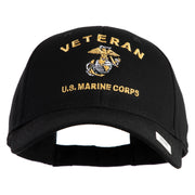 Veteran US Marine Corps Embroidered Solid Cotton Twill Low Profile Cap - Black OSFM
