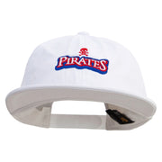 Pirate Skull Vessel Logo Embroidered Unconstructed high profile Cotton Flat Bill Cap - White OSFM