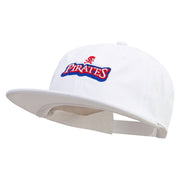 Pirate Skull Vessel Logo Embroidered Unconstructed high profile Cotton Flat Bill Cap - White OSFM