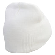 Cartoon Pie Embroidered 8 Inch Knitted Short Beanie