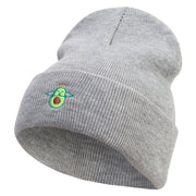 Holy Guacamole Embroidered 12 Inch Long Knitted Beanie - Heather-Grey OSFM