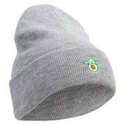 Holy Guacamole Embroidered 12 Inch Long Knitted Beanie - Heather-Grey OSFM