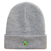 Holy Guacamole Embroidered 12 Inch Long Knitted Beanie - Heather-Grey OSFM