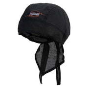 Line Drawing Burger Embroidered Cotton Poplin Biker Style Head Wrap - Black OSFM