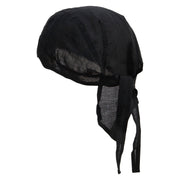 Line Drawing Burger Embroidered Cotton Poplin Biker Style Head Wrap - Black OSFM