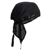 Line Drawing Burger Embroidered Cotton Poplin Biker Style Head Wrap - Black OSFM