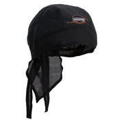 Line Drawing Burger Embroidered Cotton Poplin Biker Style Head Wrap - Black OSFM