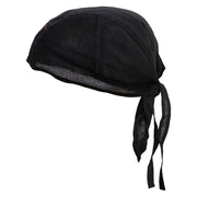 Line Drawing Burger Embroidered Cotton Poplin Biker Style Head Wrap - Black OSFM