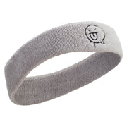 Teasing Face Embroidered Head Band Terry - Lt-Grey OSFM