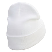 Comic Swear Emoji Embroidered 12 Inch Long Knitted Beanie - White OSFM