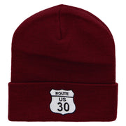 Route US 30 Embroidered 12 Inch Long Knitted Beanie