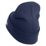 U.S. Army Military Police Insignia Logo Embroidered 12 Inch Solid Knit Cuff Long Beanie Made in USA - Navy OSFM