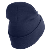 U.S. Army Military Police Insignia Logo Embroidered 12 Inch Solid Knit Cuff Long Beanie Made in USA - Navy OSFM