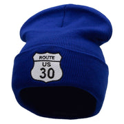 Route US 30 Embroidered 12 Inch Long Knitted Beanie