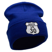 Route US 30 Embroidered 12 Inch Long Knitted Beanie