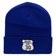 Route US 30 Embroidered 12 Inch Long Knitted Beanie