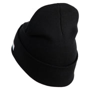 U.S. Army Military Police Insignia Logo Embroidered 12 Inch Solid Knit Cuff Long Beanie Made in USA - Black OSFM