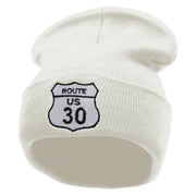 Route US 30 Embroidered 12 Inch Long Knitted Beanie