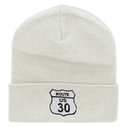 Route US 30 Embroidered 12 Inch Long Knitted Beanie