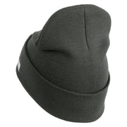 U.S. Army Military Police Insignia Logo Embroidered 12 Inch Solid Knit Cuff Long Beanie Made in USA - Charcoal OSFM