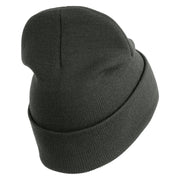 U.S. Army Military Police Insignia Logo Embroidered 12 Inch Solid Knit Cuff Long Beanie Made in USA - Charcoal OSFM