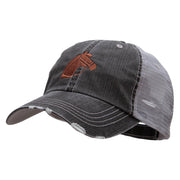 Horse Head Embroidered Frayed Mesh Cap