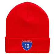 Interstate 10 Sign Embroidered 12 Inch Long Knitted Beanie