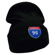 Interstate 95 Sign Embroidered 12 Inch Long Knitted Beanie