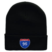 Interstate 95 Sign Embroidered 12 Inch Long Knitted Beanie