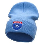 Interstate 95 Sign Embroidered 12 Inch Long Knitted Beanie