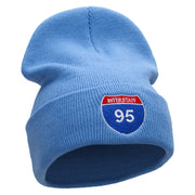 Interstate 95 Sign Embroidered 12 Inch Long Knitted Beanie