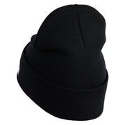 U.S. Army Special Forces Logo Embroidered 12 Inch Solid Knit Cuff Long Beanie Made in USA - Black OSFM
