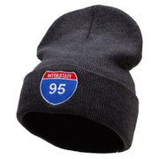 Interstate 95 Sign Embroidered 12 Inch Long Knitted Beanie